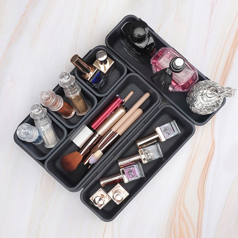 2024 Hotsale 8pcs combo Home Drawer Organizer Box Trays Storage Office Box plastic drawer Interlocking Drawer Organizer