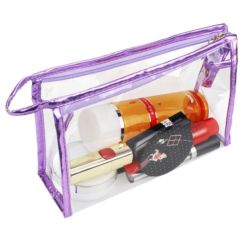 Custom Transparent Waterproof Cosmetic Bag PVC Clear Vinyl Zippered Makeup Pouch Vacation Bathroom And Organizing Bag Travel Set
