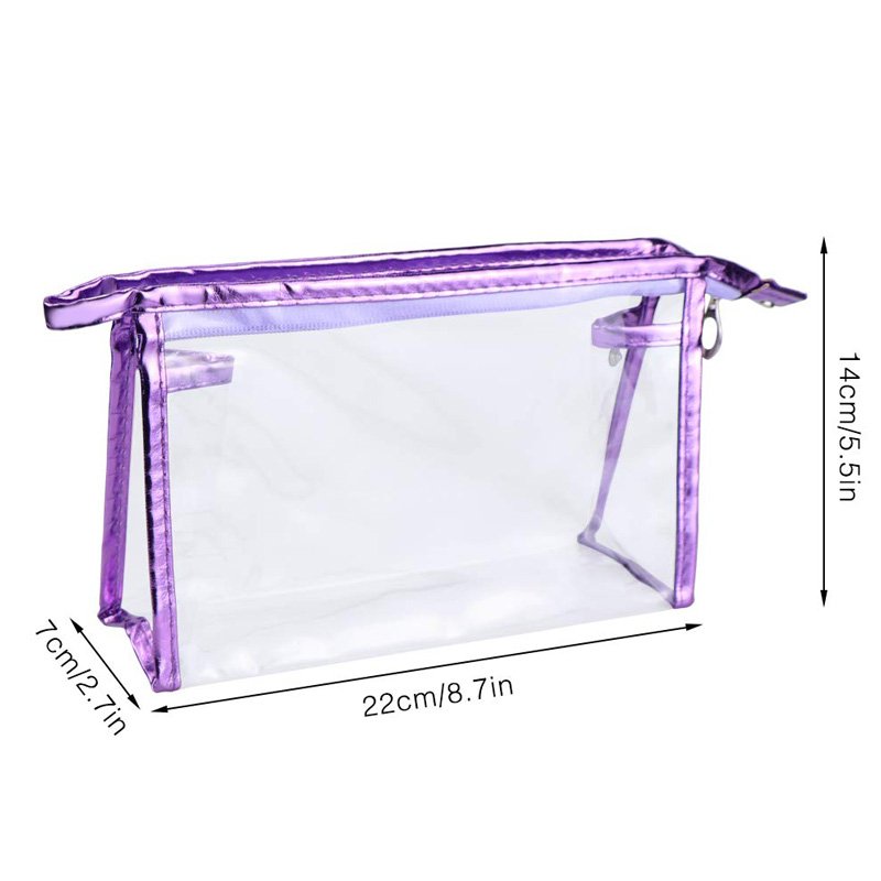 Custom Transparent Waterproof Cosmetic Bag PVC Clear Vinyl Zippered Makeup Pouch Vacation Bathroom And Organizing Bag Travel Set