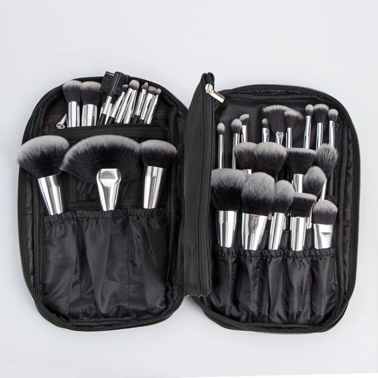 JH Hot Selling New PU Leather makeup Artist Bag Professional Portable makeup Brush Zipper Bag