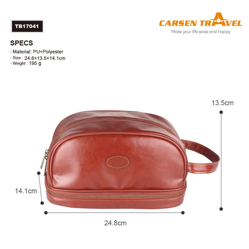 Large Capacity Travel Shaving Dopp Kit Water proof Bathroom Double layer Toiletries Organizer Leather Cosmetic Bag with handle