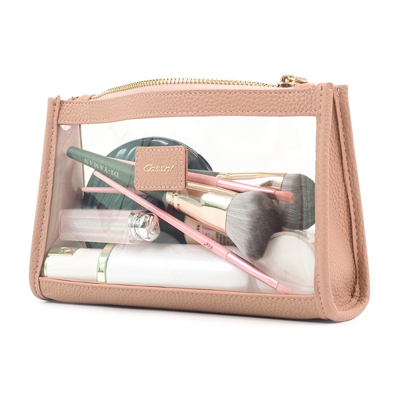 Custom Design Leather Pvc Clear Clutch Bag Travel Zipper Makeup Pouch Case Cosmetic Bag