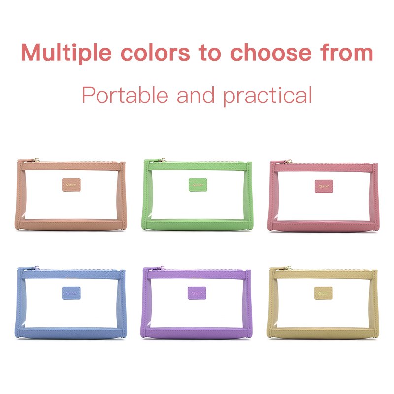 Custom Design Leather Pvc Clear Clutch Bag Travel Zipper Makeup Pouch Case Cosmetic Bag