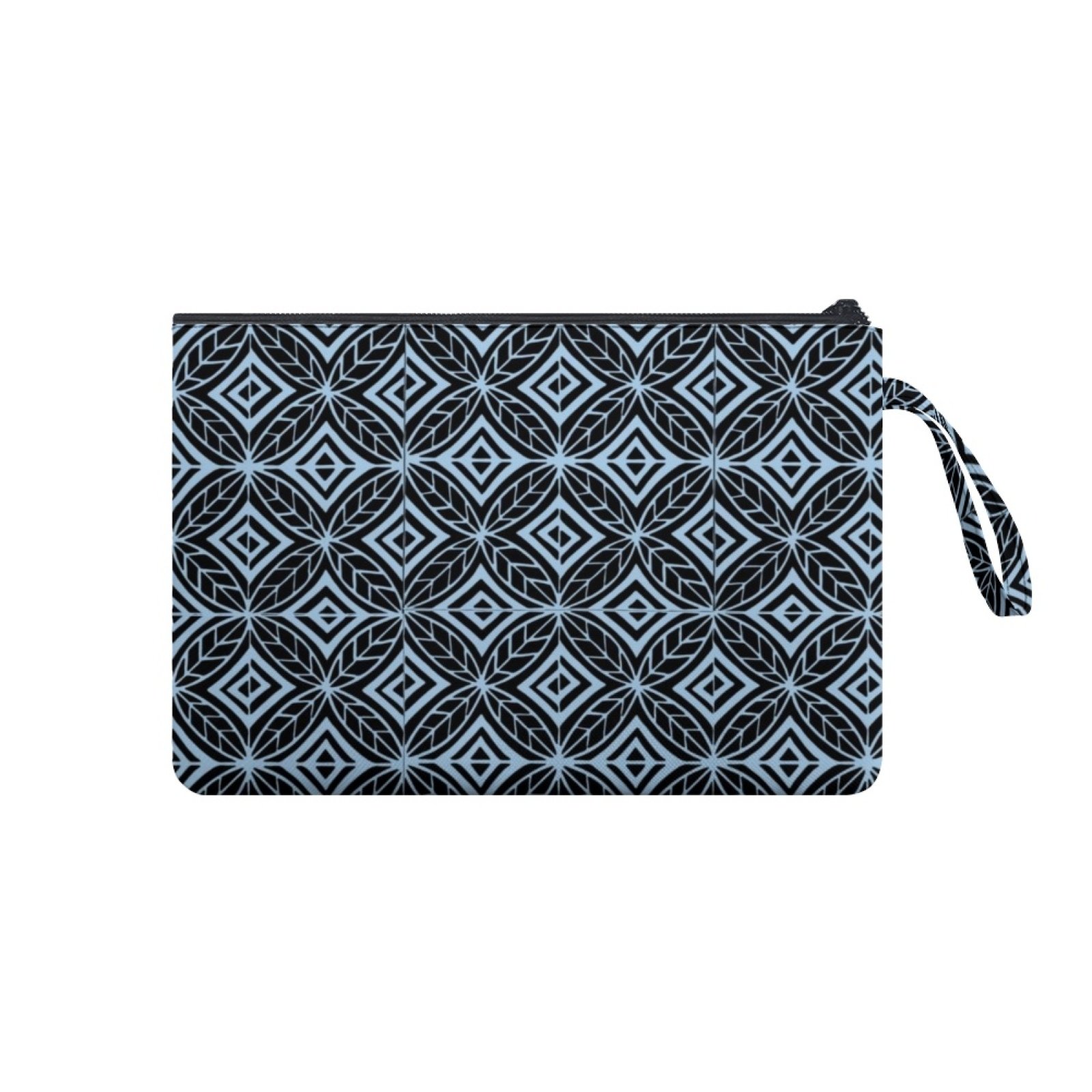 Print on Demand Geometric Floral Pattern Two Zipper Compartment Handbag Women's Small Crossbody Bag Wristlet Clutch Hand Bag