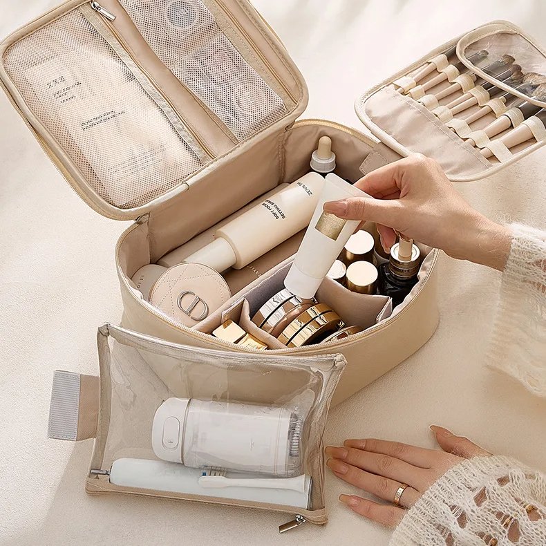 Makeup Bag for Women 2024 New Portable Large Capacity Makeup Bag Makeup Box Travel Cosmetic Brush Make up Storage Bag