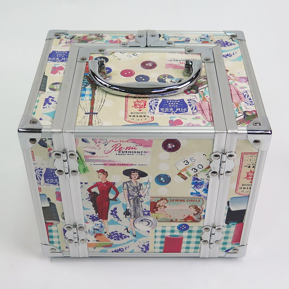Red Large Aluminium Makeup Case Mirror Aluminum Cosmetic Organizer Makeup Train Case With Mirror