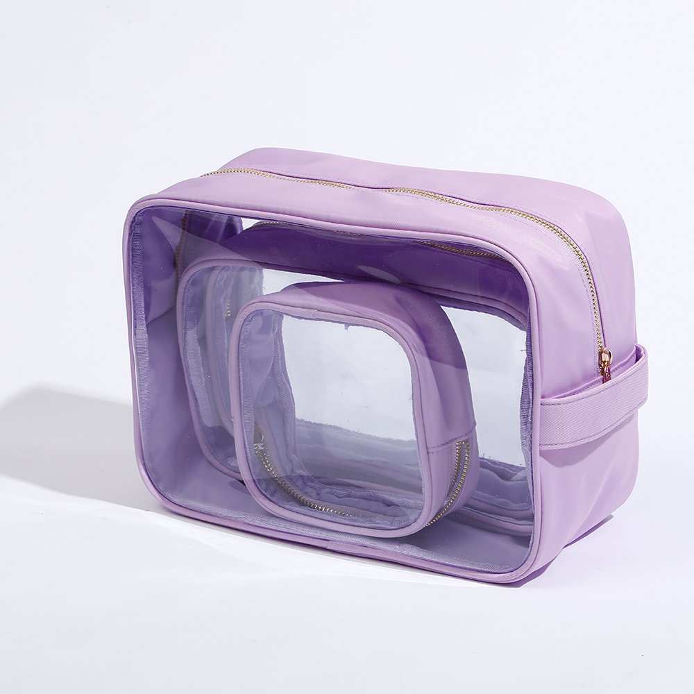 Keymay Stock Waterproof Travel Toiletry Bag With Handle Strap Custom Makeup Organizer Pouches Clear Transparent Pvc Cosmetic Bag