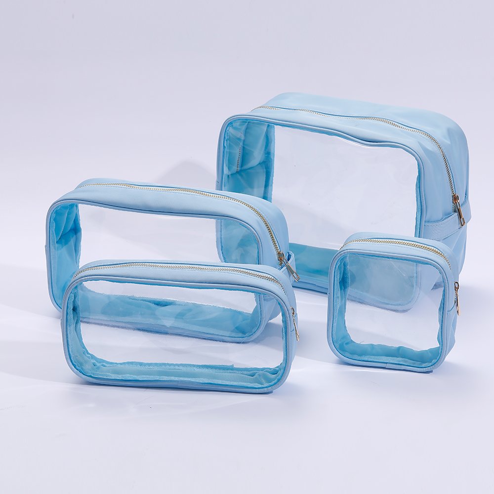 Keymay Stock Waterproof Travel Toiletry Bag With Handle Strap Custom Makeup Organizer Pouches Clear Transparent Pvc Cosmetic Bag