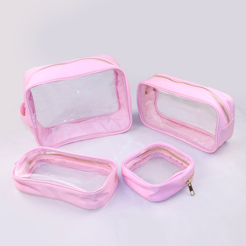 Keymay Stock Waterproof Travel Toiletry Bag With Handle Strap Custom Makeup Organizer Pouches Clear Transparent Pvc Cosmetic Bag