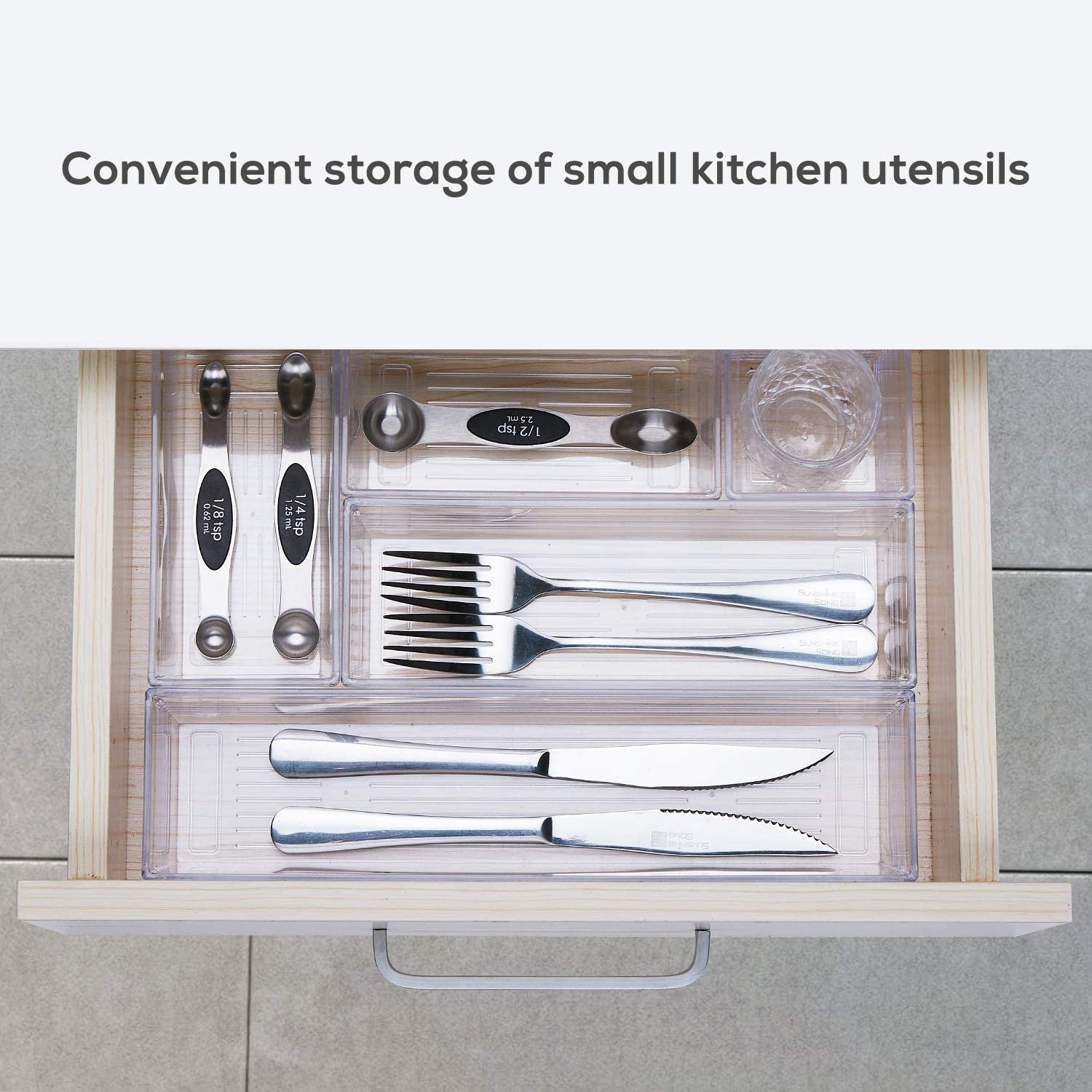 High Quality 14 Pack Clear Acrylic Drawer Organizer Storage Containers Open for Makeup Kitchen Utensils Jewelries