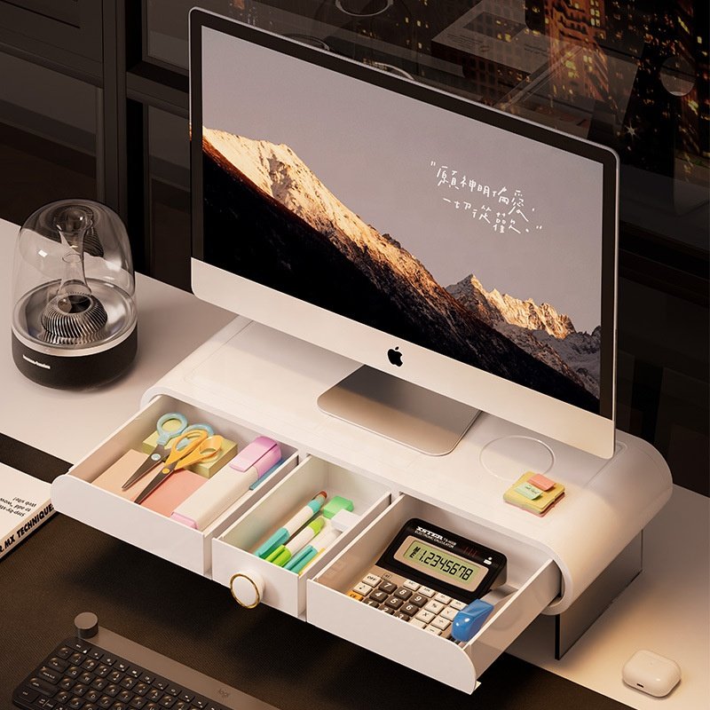 Clear Storage Drawers Plastic Desktop Monitor Drawer Storage Box Computer Desktop Organizer Makeup Stackable Storage Drawers