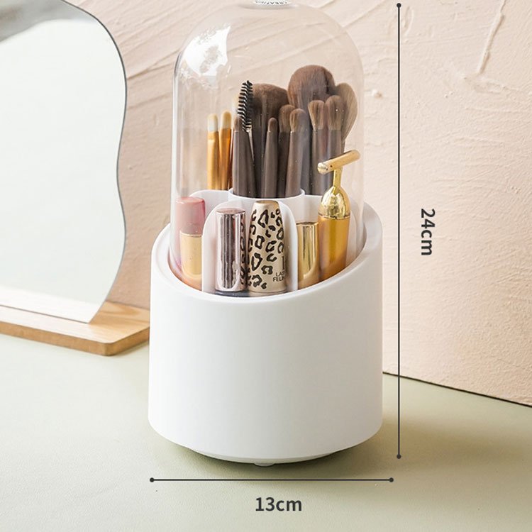 Makeup Organizer 360 Degree Rotating Dustproof Cosmetic Storage Case Makeup Brush Organizer with Lid