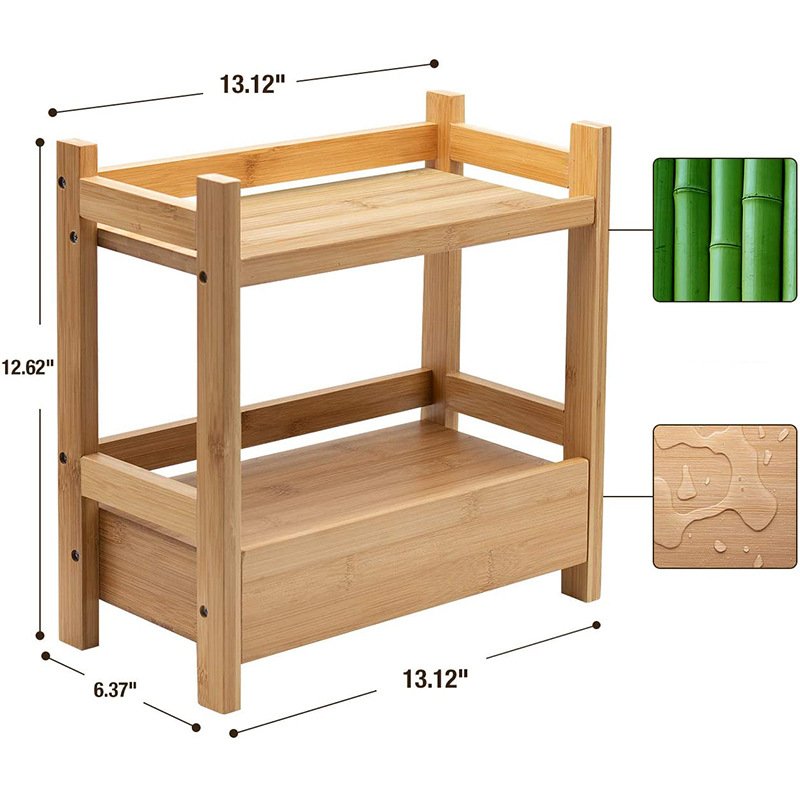 Wooden shelves household kitchen living room creative double countertop finishing storage shelf