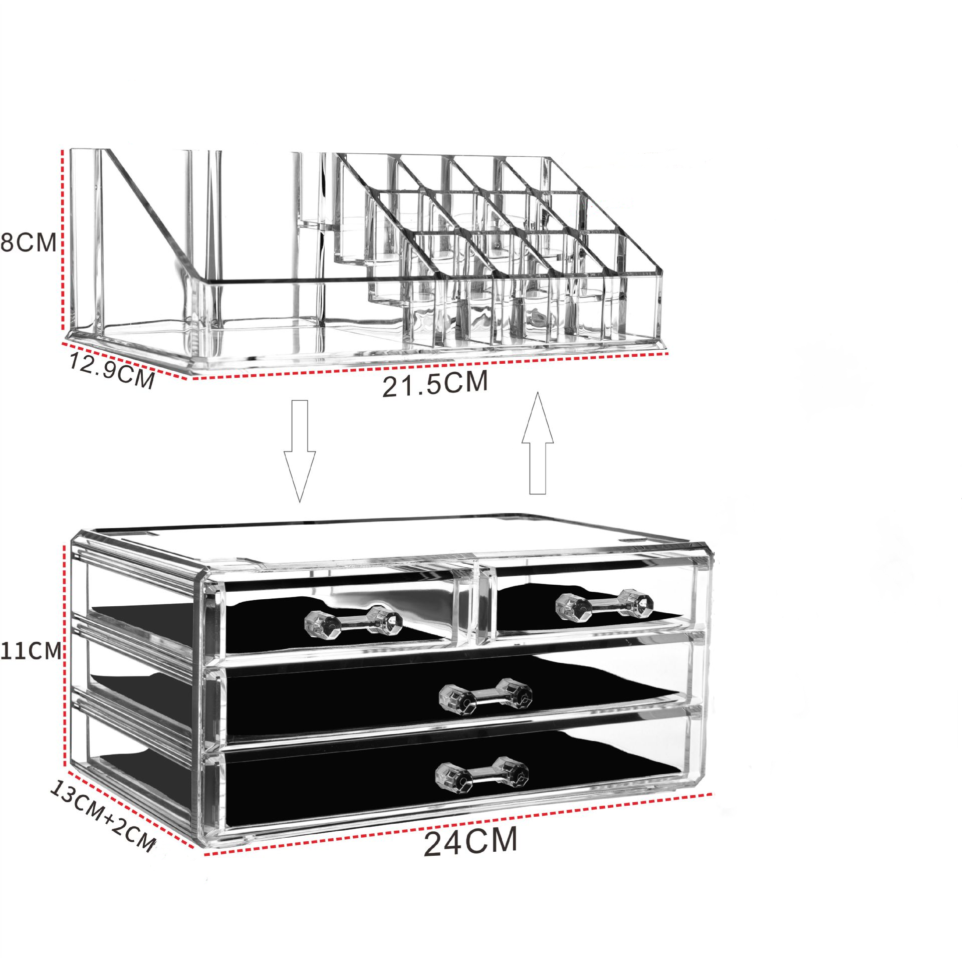 Home Transparent 4 Drawers Acrylic Makeup Storage
