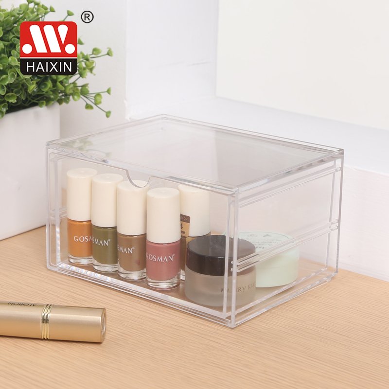 Table 2 tier multifunctional transparent makeup jewelry holder power lipsticks perfume cosmetic organizer plastic storage boxes
