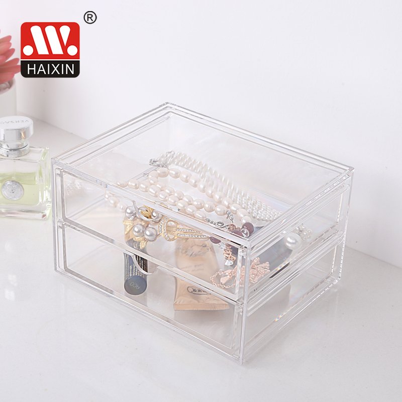 Table 2 tier multifunctional transparent makeup jewelry holder power lipsticks perfume cosmetic organizer plastic storage boxes