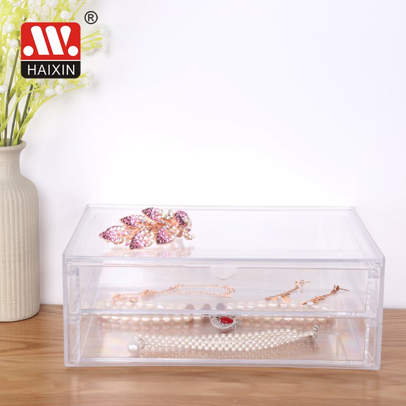 Table 2 tier multifunctional transparent makeup jewelry holder power lipsticks perfume cosmetic organizer plastic storage boxes