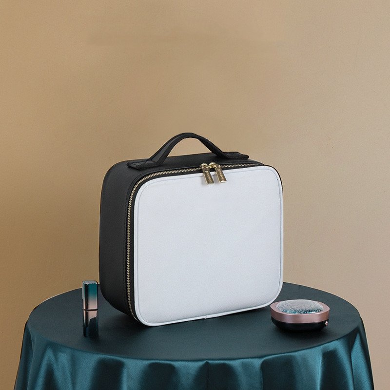 Portable professional PU storage organize cosmetic bag large capacity desktop beauty makeup tool kits Case with Led Light Mirror