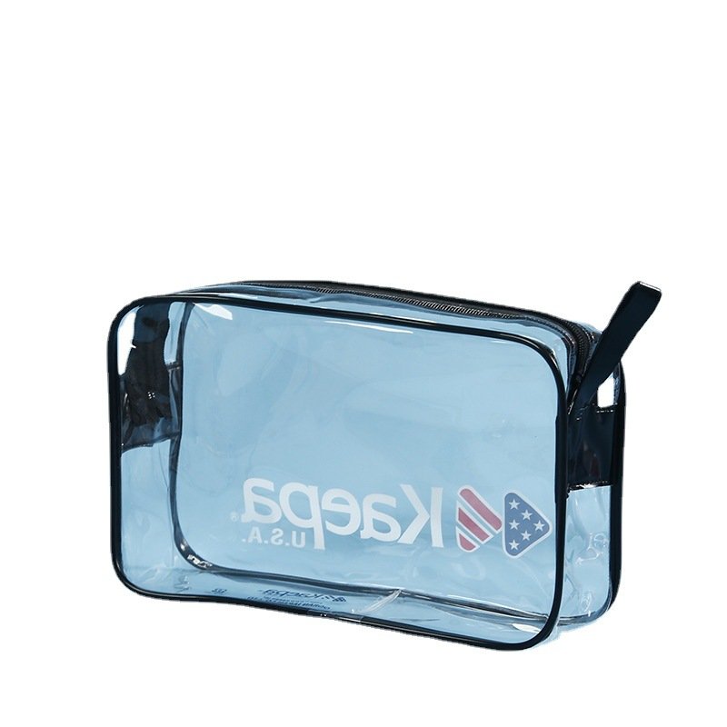 Wholesale printed logo large capacity travel toiletry bags pvc clear makeup cosmetic tote bag for women