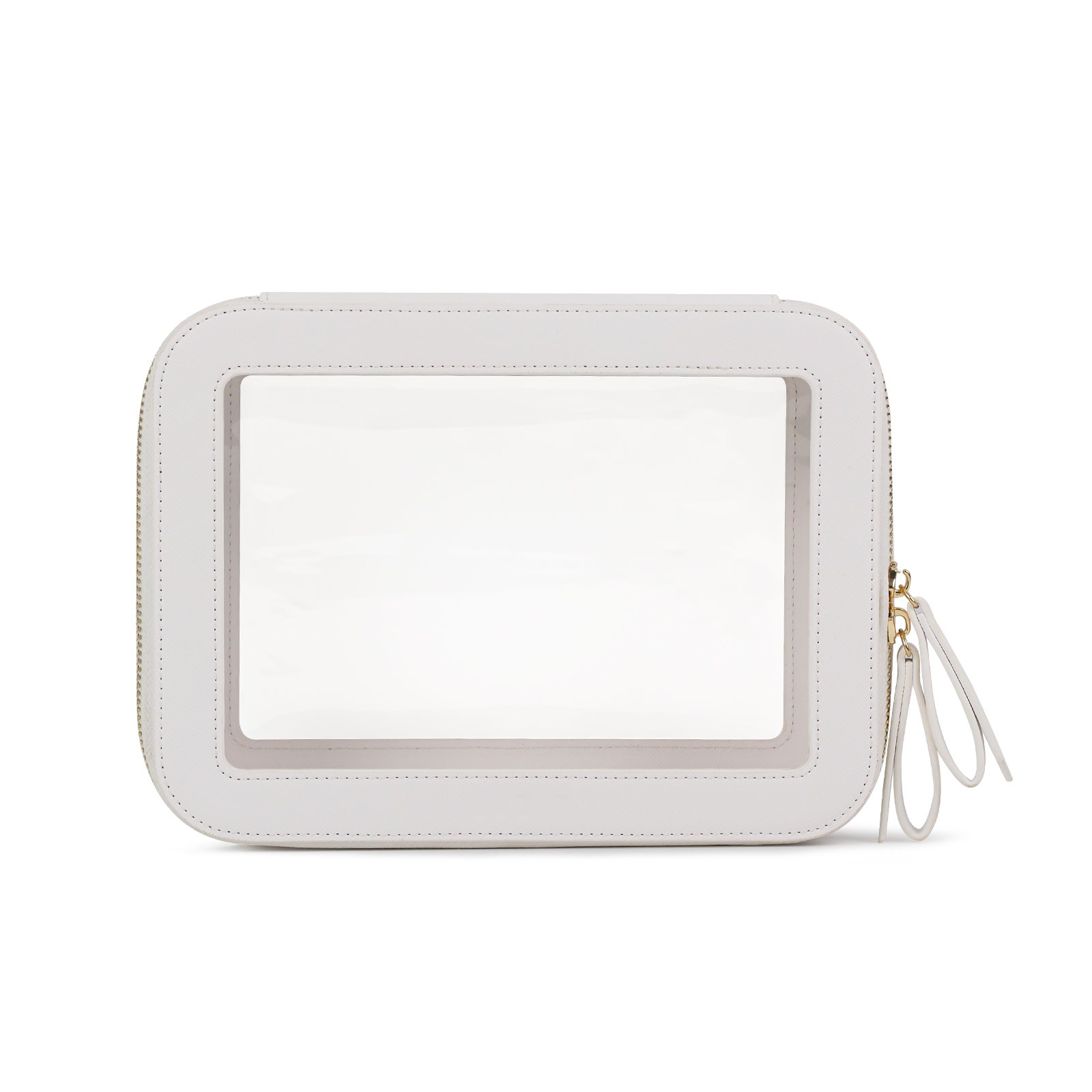 Makeup Clear Cosmetic Bags Travel Toiletry Bag with Clear Windows & Gold Zippers for Women
