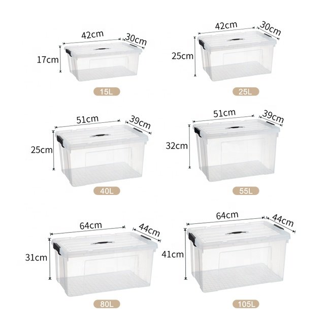 Plastic manufacturers storage bins clear eco-friendly material tool storage box organizer with lids