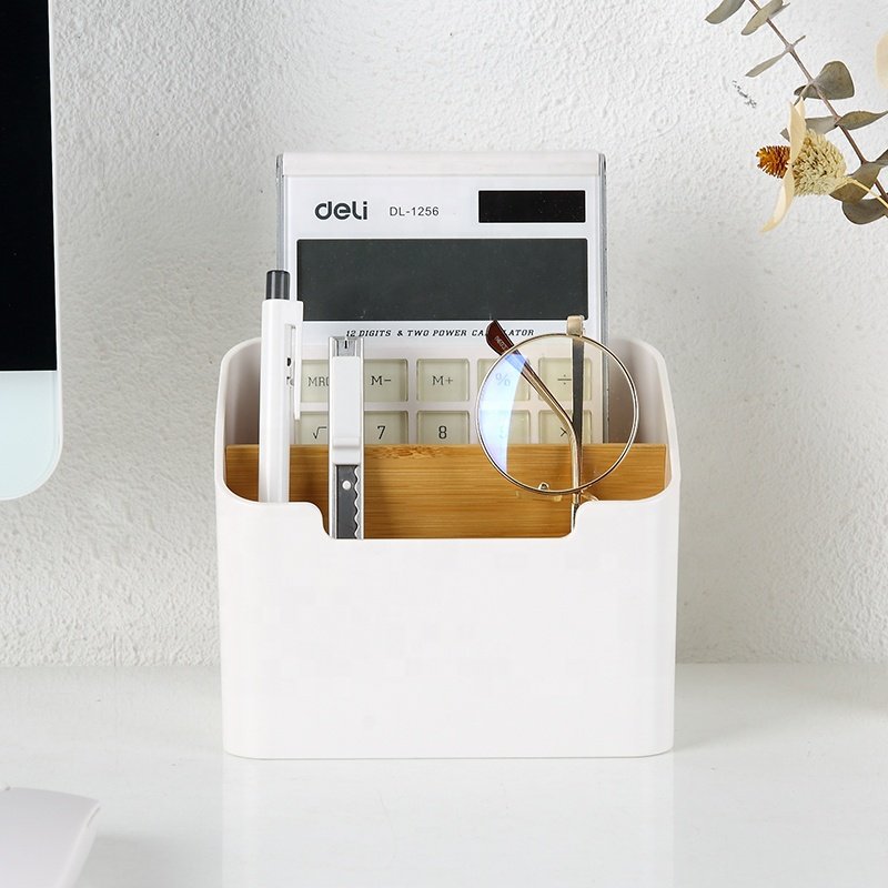 Creative multi functional kitchen office portable desktop organizer plastic countertop storage box with removable divider