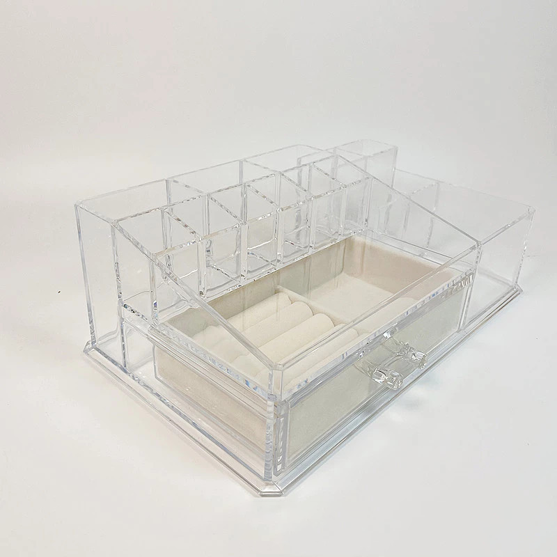 Acrylic transparent one layer drawer storage box Lipstick cosmetics makeup brush skin care desktop storage
