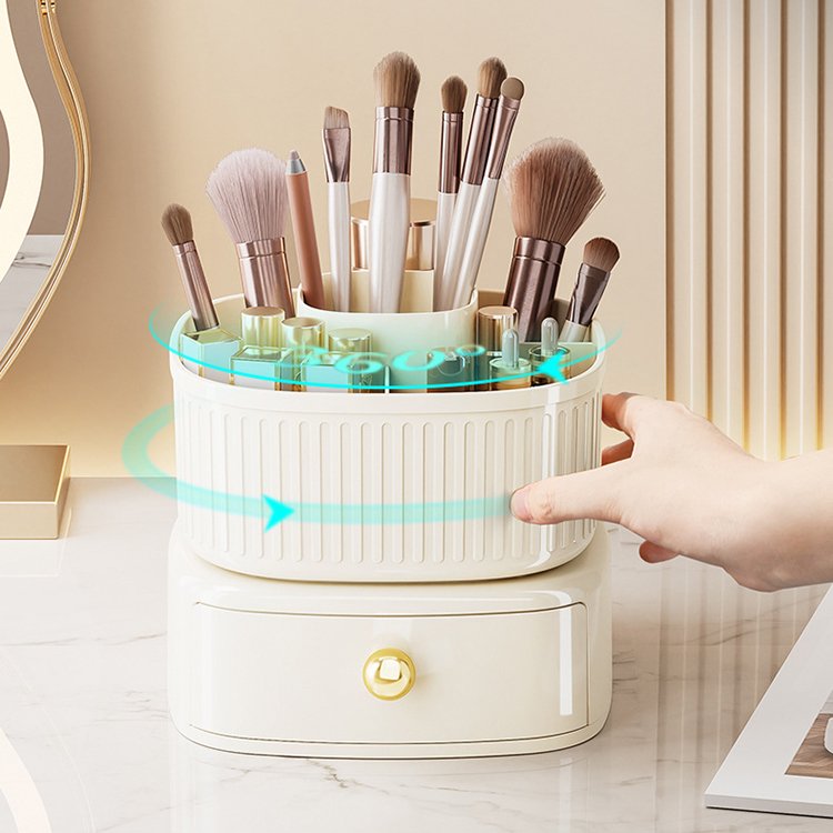 Cosmetics Skincare Organizers Countertop Drawer Storage Jewelry box 360 Degree Rotating Large Makeup Organizer with Brush Holder