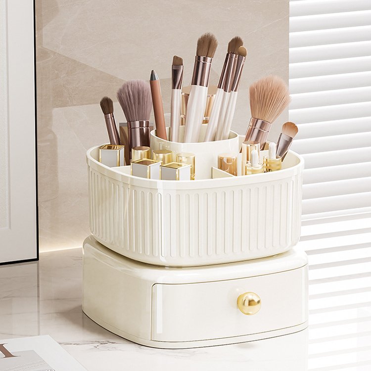 Cosmetics Skincare Organizers Countertop Drawer Storage Jewelry box 360 Degree Rotating Large Makeup Organizer with Brush Holder