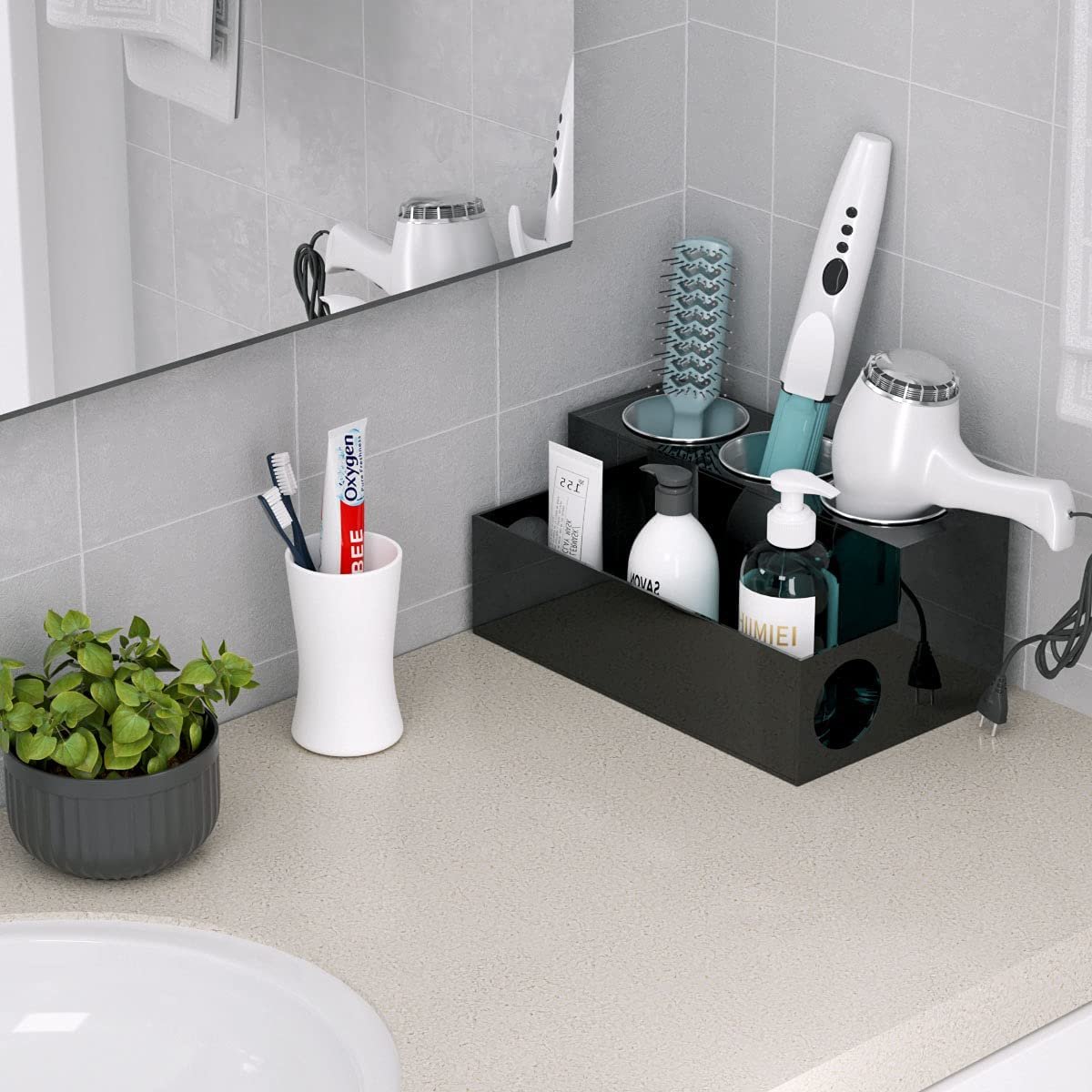 Hot Sale Countertop Acrylic Hair Tool Organizer Acrylic Dryer Makeup Storage Stand