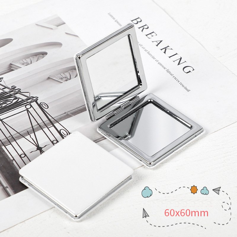 New Arrival Printing Double Sided DIY Blank Folding Compact Mirror Pu Leather Pocket Mirror For Gifts