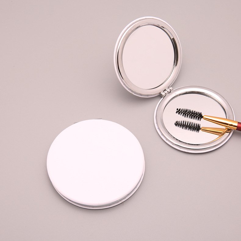 New Arrival Printing Double Sided DIY Blank Folding Compact Mirror Pu Leather Pocket Mirror For Gifts