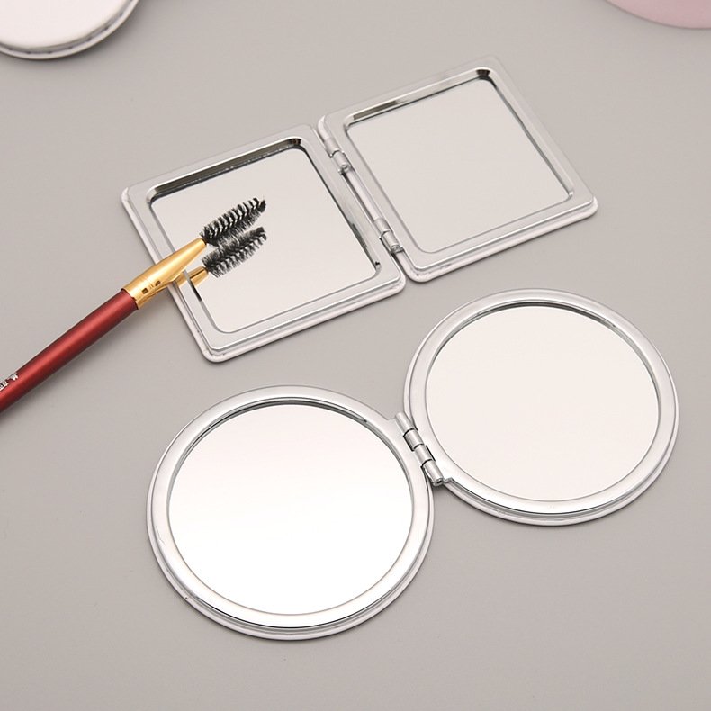 New Arrival Printing Double Sided DIY Blank Folding Compact Mirror Pu Leather Pocket Mirror For Gifts