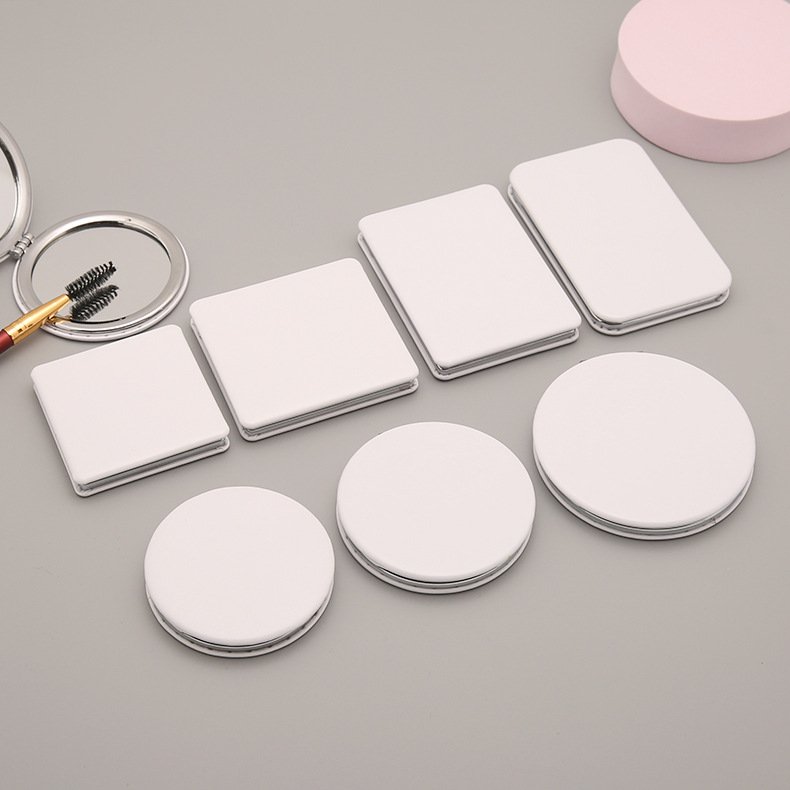 New Arrival Printing Double Sided DIY Blank Folding Compact Mirror Pu Leather Pocket Mirror For Gifts