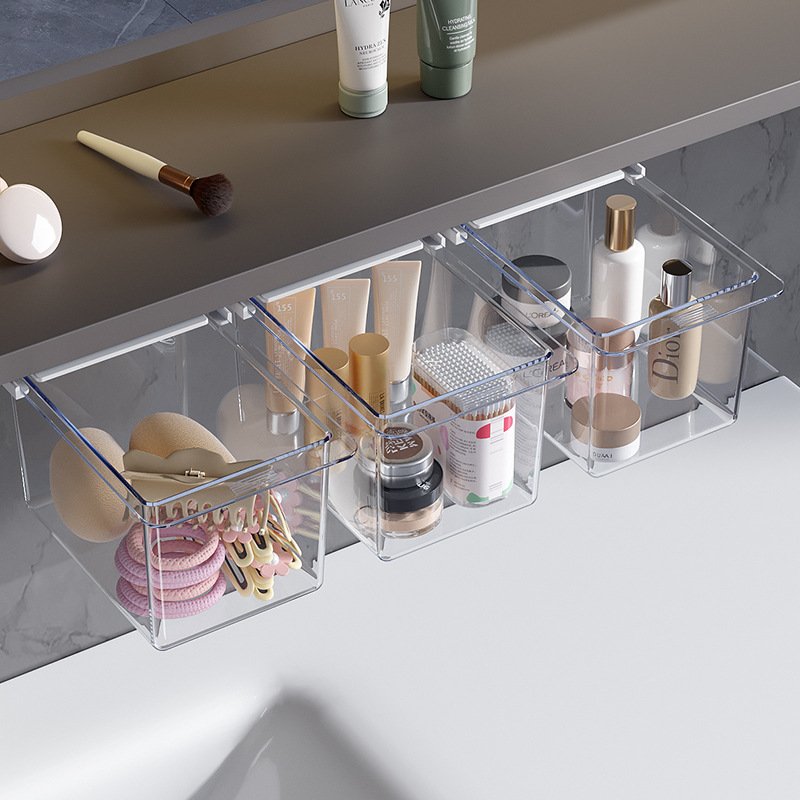Self-Adhesive Storage Drawer PP Plastic Office Stationery Organizer for Desk Kitchen Food Storage-for Knives Forks Makeup