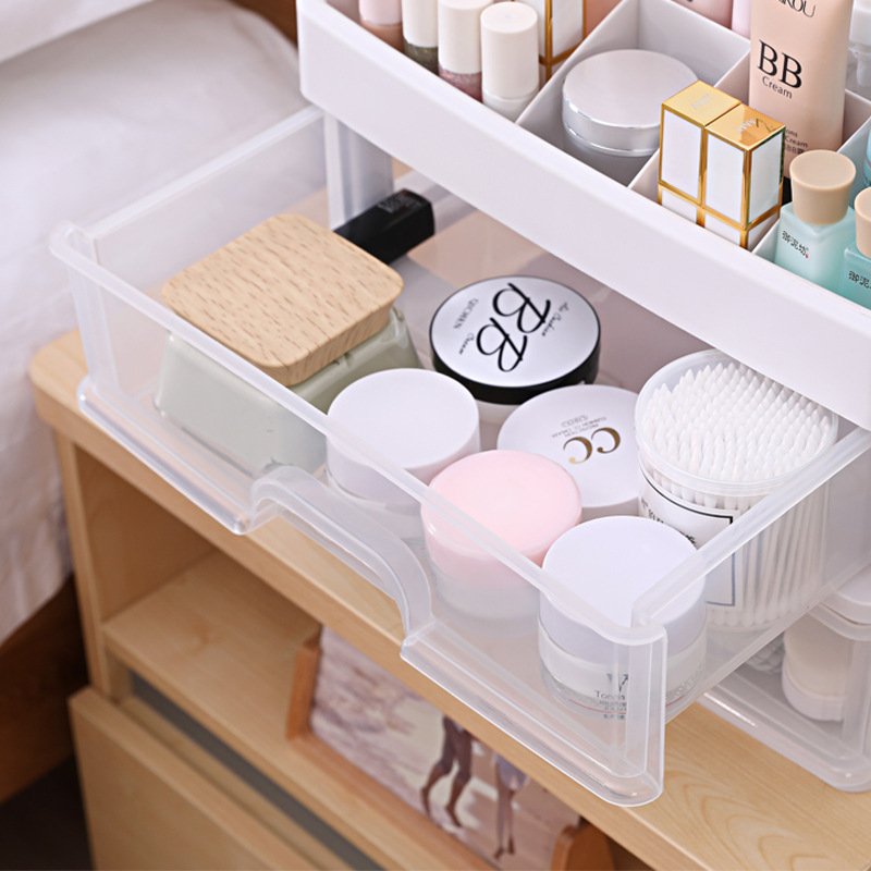 Sell well Plastic Multilayer Desktop Transparent Makeup Jewelry Organizer And Storage With 3 Drawers