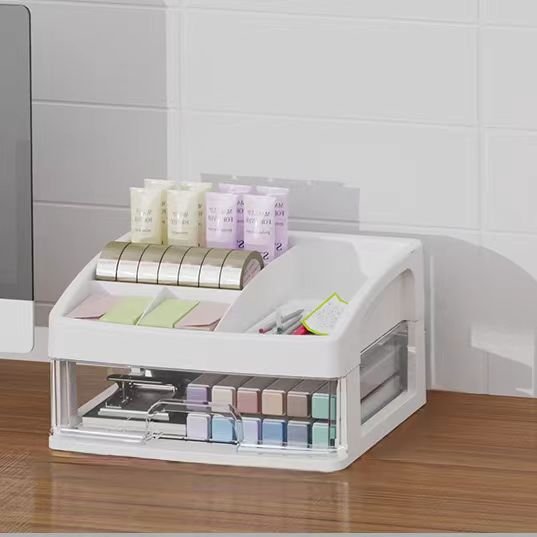 Plastic Desk Storage Box Office Supplies Stationery Makeup Organizers for Office Dorm School Home Desk Organizer with Drawer
