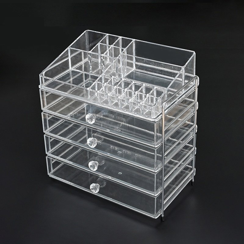 Dresser Stackable Cosmetic Storage Box Transparent Small Plastic Acrylic Makeup Organizer