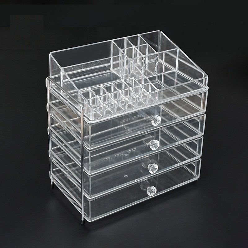 Dresser Stackable Cosmetic Storage Box Transparent Small Plastic Acrylic Makeup Organizer