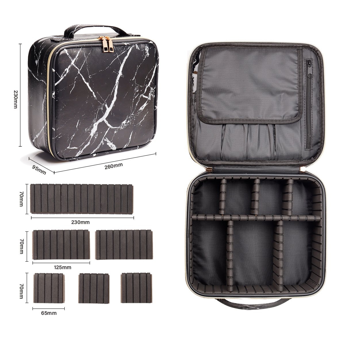 Travel Makeup Train Case Makeup Cosmetic Case Organizer Portable Artist Storage Bag with Adjustable Brushes Toiletry