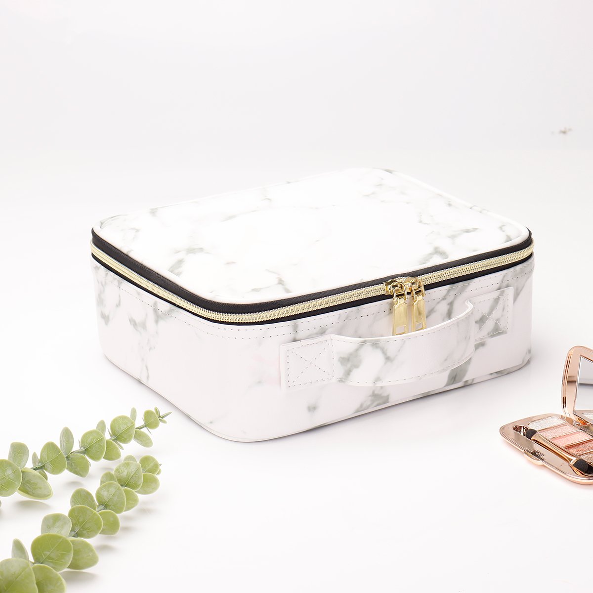 Travel Makeup Train Case Makeup Cosmetic Case Organizer Portable Artist Storage Bag with Adjustable Brushes Toiletry