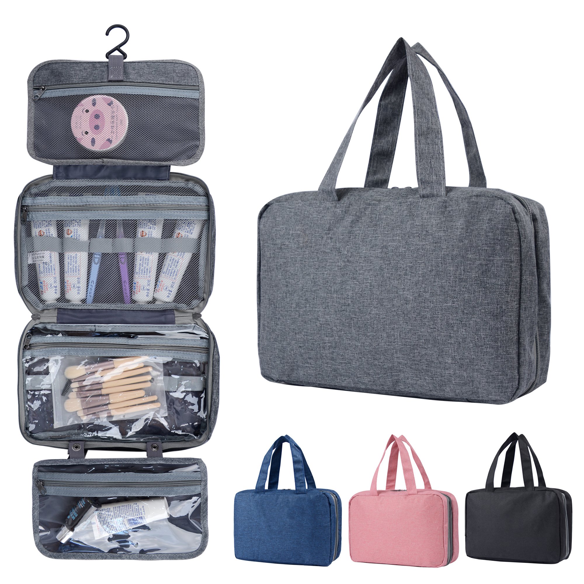 Hanging Travel Toiletry Bag for Women Men Foldable Traveling Makeup Bag Waterproof Travel Bathroom Cosmetic Bag