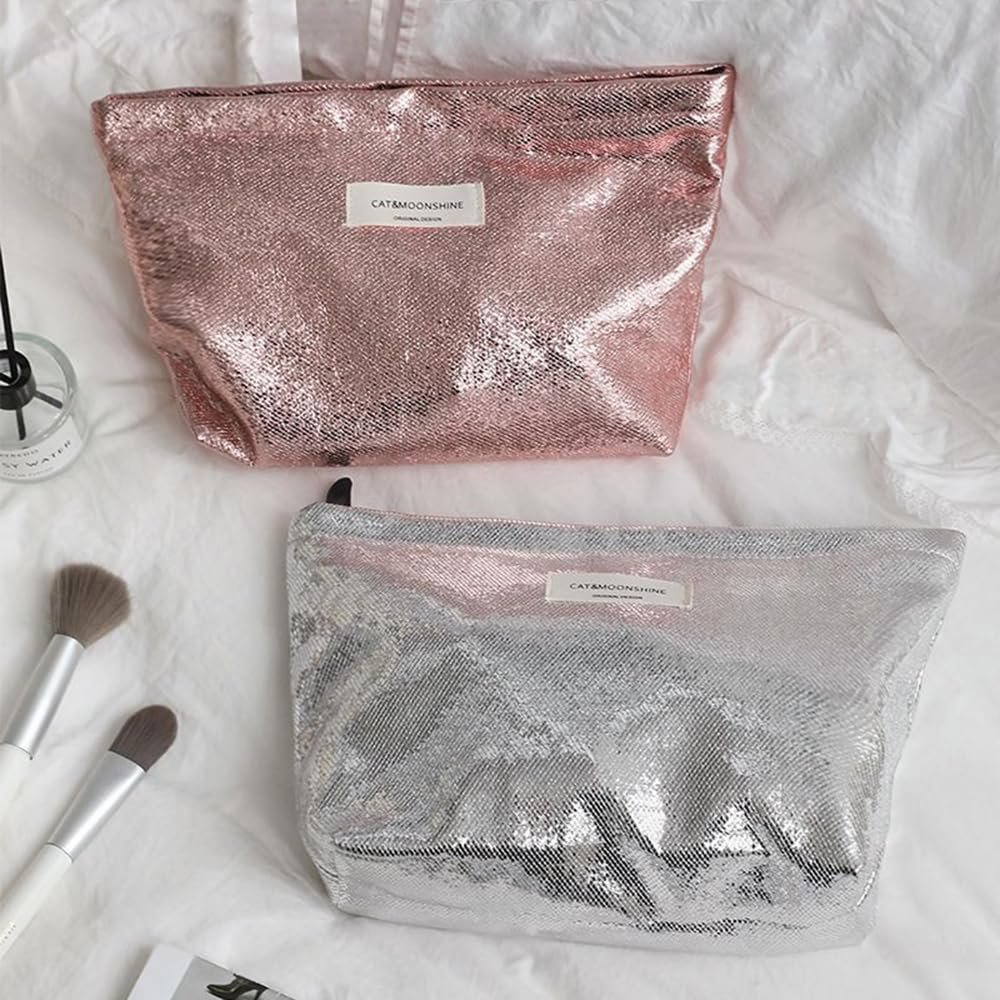 Champagne Shiny Sequins Portable Travel Organizing Pouch Purse Makeup Pouches Bags