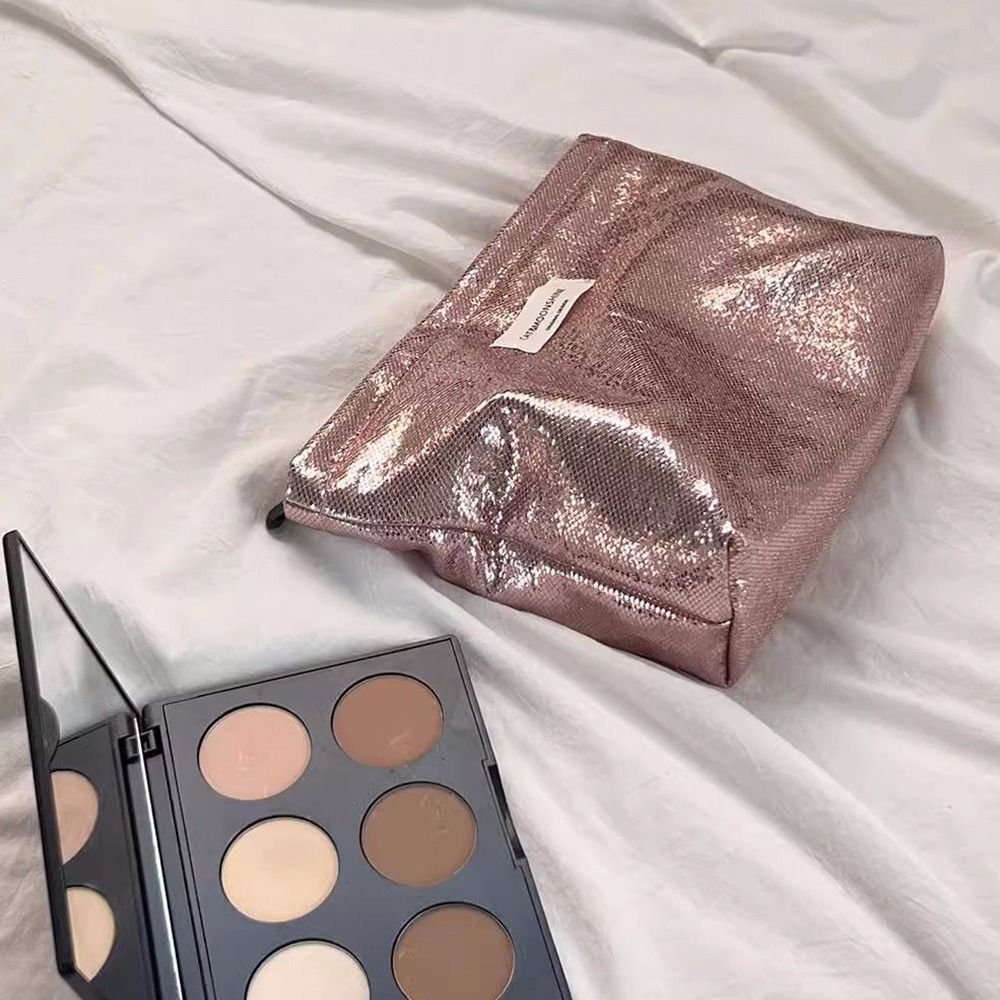 Champagne Shiny Sequins Portable Travel Organizing Pouch Purse Makeup Pouches Bags
