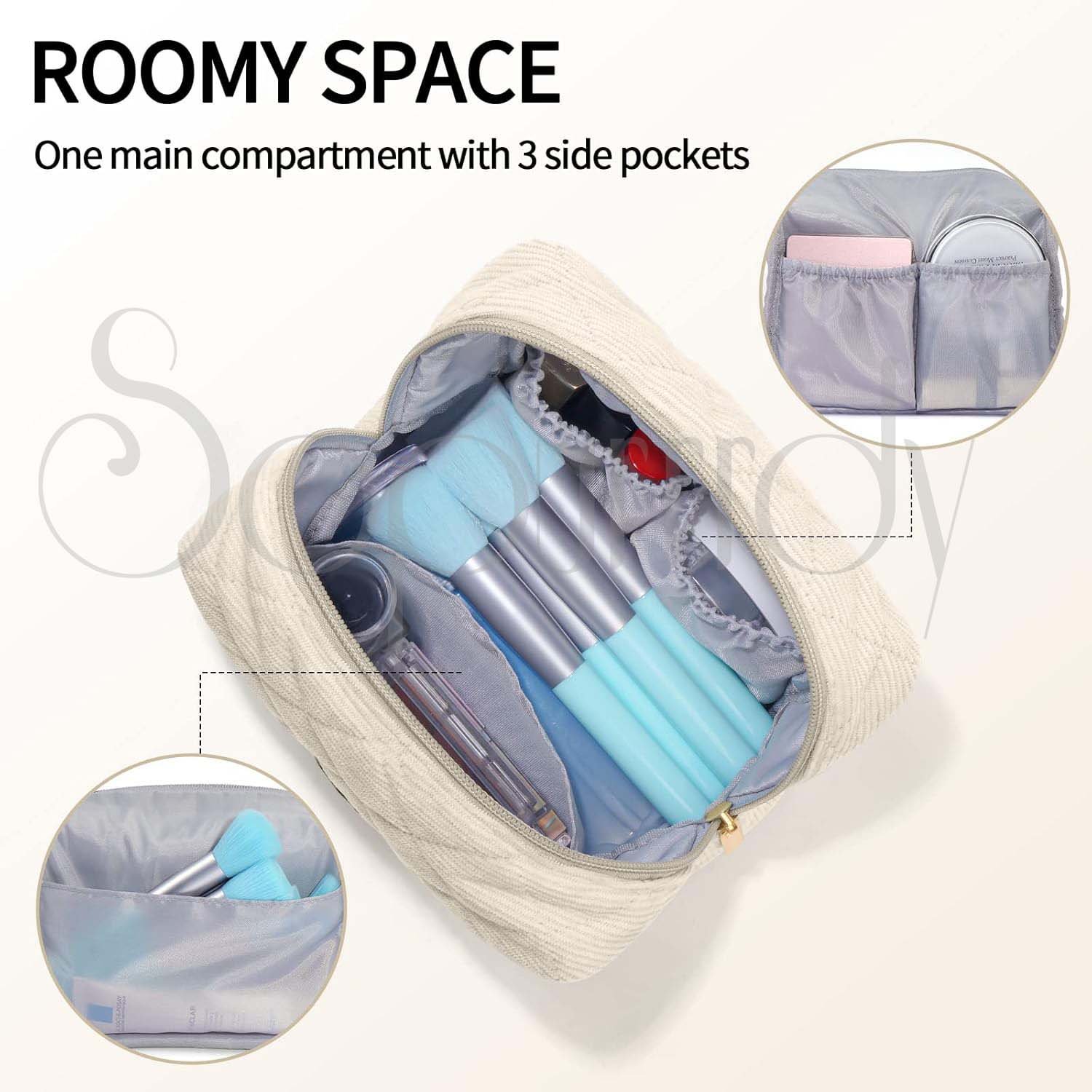 Custom Logo Small Makeup Bag Corduroy Cosmetic Bags Pouch Cute Portable Makeup Bag With Zipper For Women Girls Travelling