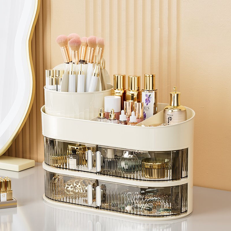 Luxury Desktop Makeup Storage 360 Rotating Cosmetic Dressing Table Organizer Lipstick Cosmetic Storage Organizer