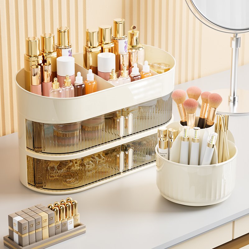 Luxury Desktop Makeup Storage 360 Rotating Cosmetic Dressing Table Organizer Lipstick Cosmetic Storage Organizer