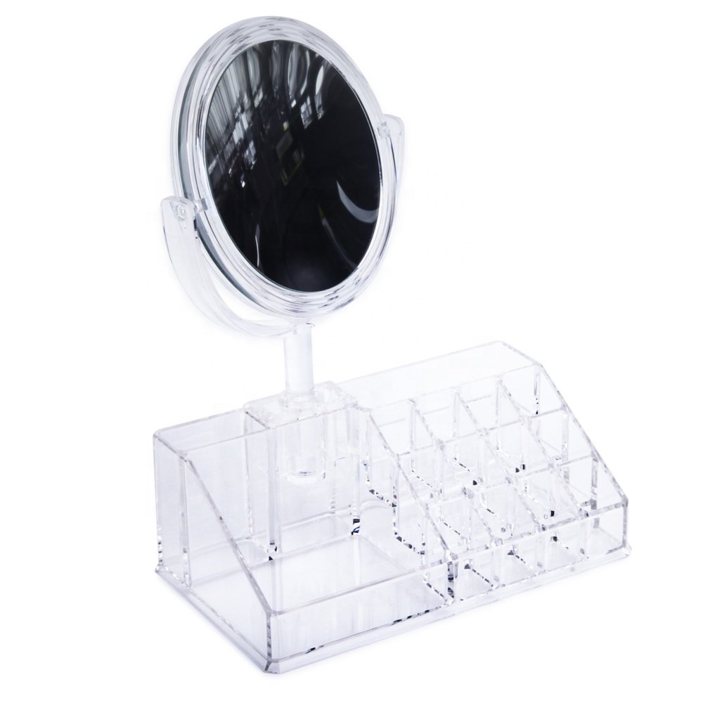 HOMESWEET Multipurpose Makeup Organizers,Acrylic Cosmetic Storage Box With Mirror