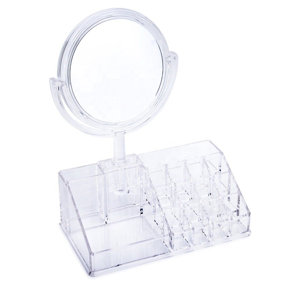 HOMESWEET Multipurpose Makeup Organizers,Acrylic Cosmetic Storage Box With Mirror