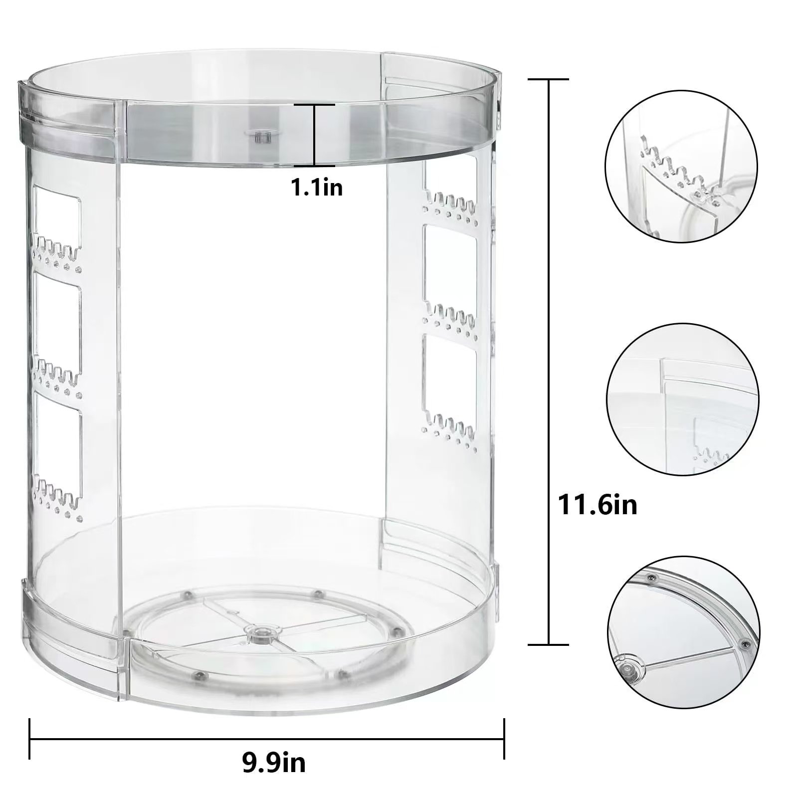 360° rotating cosmetics storage rack PS transparent plastic multifunctional circular cosmetics storage jewelry sorting rack